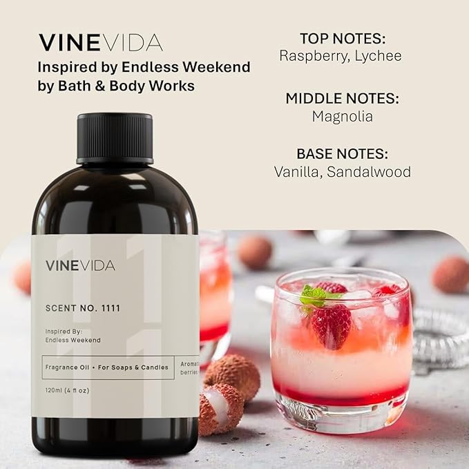 VINEVIDA [4oz] Endless Weekend Fragrance Oil for Candle Making and Soap Making - Premium Candle Scents for Soy Candles