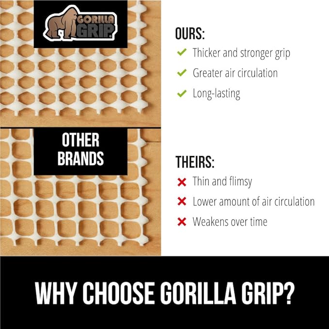 GORILLA GRIP Strong Rug Pad Gripper, 4x6 FT, US Designed, Grips Help Keep Area Rugs Safe and in Place, Slip and Skid Resistant Pads for Hard Floors, Under Carpet Mat Cushion and Hardwood Protection