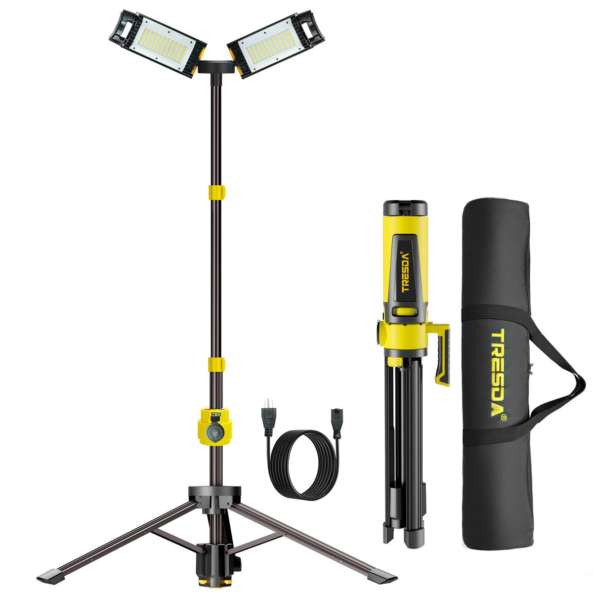 12000LM Rechargeable LED Work Light with Telescoping Tripod Stand - Image 1