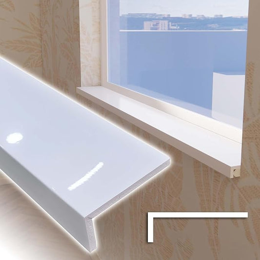 White Window Sill Protector 36 inch Wide, 6 inch Deep Waterproof PVC Window Sills Cover Board, Cuttable Windows Replacement Plate for Decor