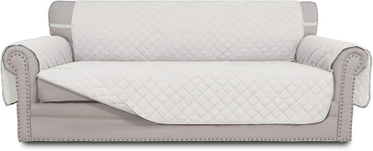 Easy-Going Reversible Oversized Couch Cover for 3 Cushion Couch Sofa Cover for Dogs Water Resistant Furniture Protector Cover with Foam Sticks for Pet (Oversized Sofa, Ivory/Ivory)