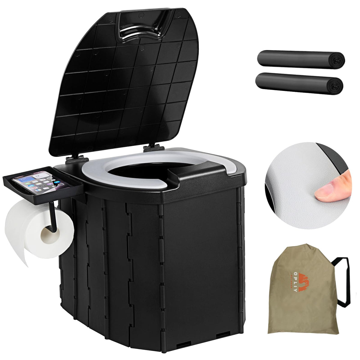 Portable Camping Toilet Upgraded Soft Camp Toilet Seat - Image 1