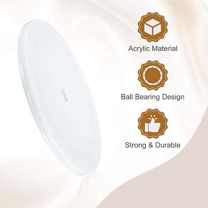 uxcell 4Pack Acrylic Lazy Susan Turntable, 9" Spinner Lazy Susan Turntable Organizer, Acrylic Ball Bearing Rotating Tray for Pantry Spice Rack Decorating, White
