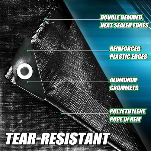 Black Tarps Heavy Duty Waterproof 10x12, 12 Mil Thick - Image 5
