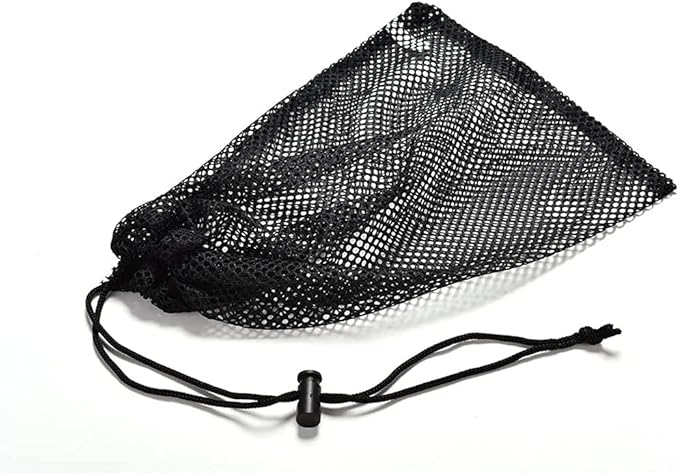 Durable Nylon Mesh Drawstring Bag - Equipment Storage Ditty With Cord Lock Closure for Toys, Balls, Laundry (Black)