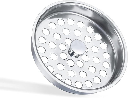 3-1/2 Inch Commercial Sink Strainer - 304 Stainless Steel Clog-Free Drain Cover, Precision Fit for 3.5" Drains & 3 Compartment Sinks, Heavy-Duty for High-Volume Kitchens