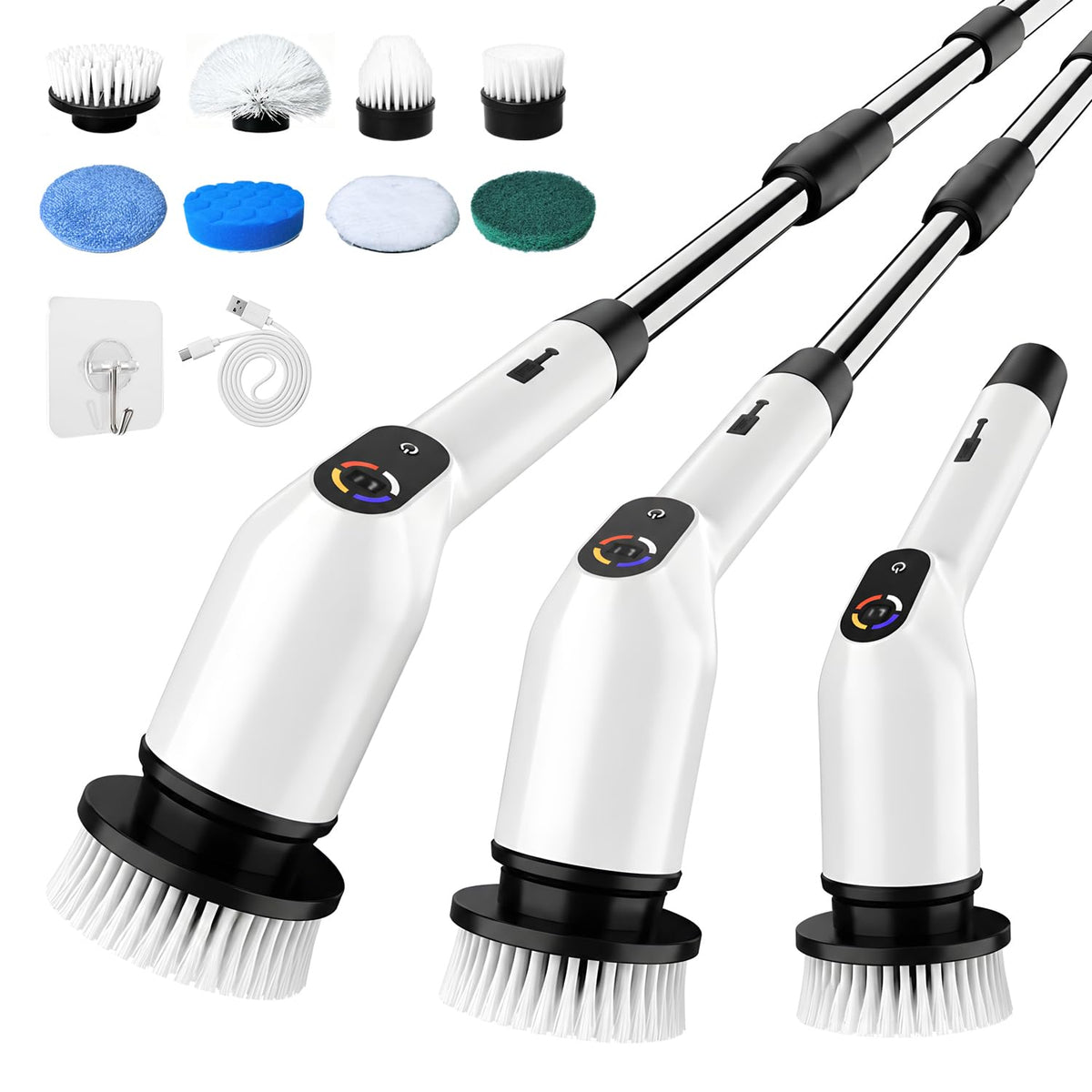 Cordless Large Power Cleaning Brush with Long Handle, Tub Spin - Image 1