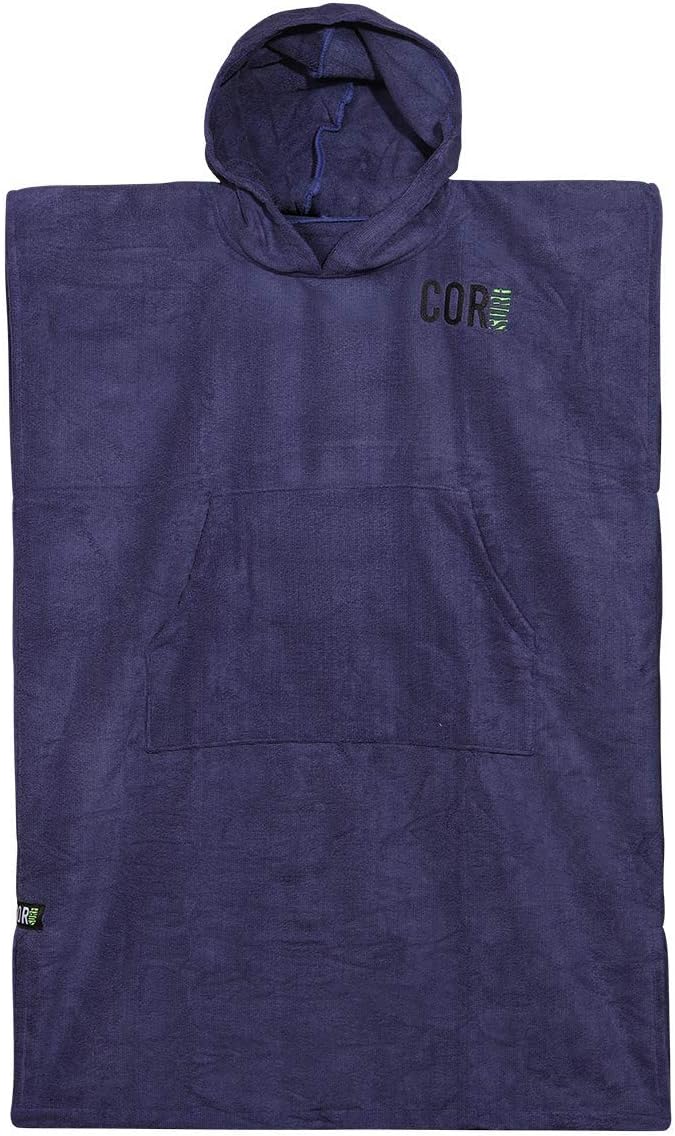 COR Surf Poncho Changing Towel Robe with Hood and Front Pocket | Thick Quick Dry Microfiber Wetsuit Poncho Towel for Surfing Beach Pool Swim (Medium, Cobalt)
