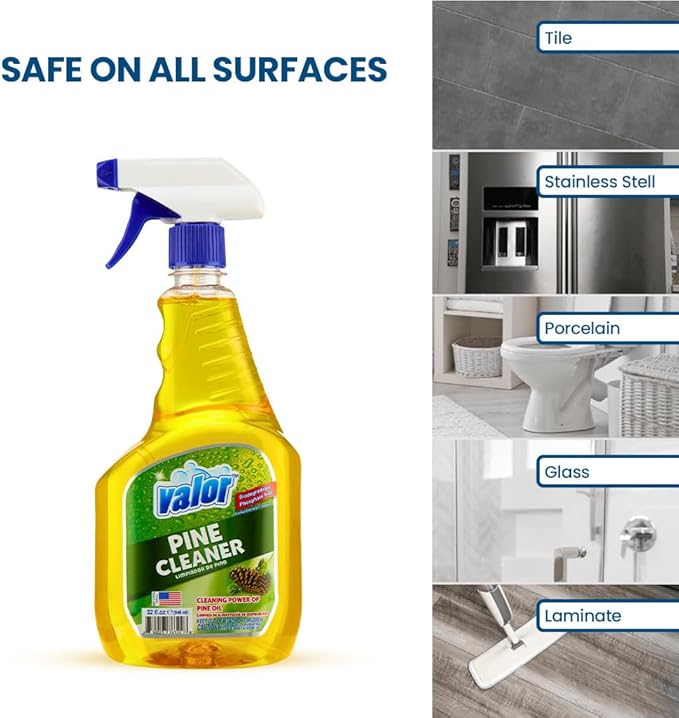 Valor Pine All-Purpose Cleaner with Trigger Sprayer, 32 fl oz – Multi-Surface Household Cleaner, Powerful Degreaser, Biodegradable, Fresh Pine Scent, Kitchen & Bathroom Use (32 Fl Oz (Pack of 3))