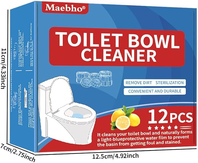 Toilet Bowl Cleaner Tablets, Bathroom Automatic Toilet Tank Cleaners, Smell Eliminator Heavy Duty Toilet Cleaning & Deodorizer, Safe for All Toilets, Septic Tanks & Pipes - 12 Tabs