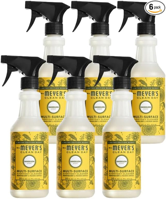 Mrs. MEYER'S CLEAN DAY Multi-Surface Everyday Cleaner, Dandelion Scent, 16 Fl Oz (Pack of 6)