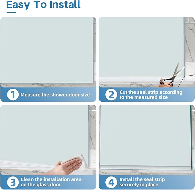 Shower Door Bottom Seal Strip, 2PCS Seal Strip, Ultra Clear PVC, 39" Length, Fits 6mm Thick Glass, Prevents Leaks, Easy Installation, No Adhesive Required (Ultra Clear, 39in for 1/4"(6mm) Door)