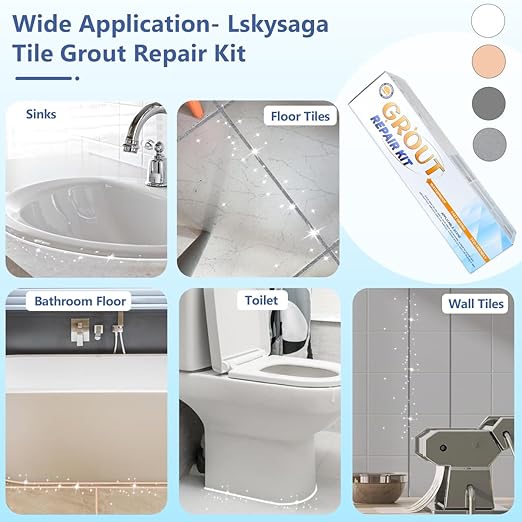 Tile Grout Repair Kit - White Grout Filler, Grout Sealer Fast Drying Grout Repair Kit Restore and Renew Joints Line for Bathroom Shower Kitchen Floor Tile, Waterproof (17.64 oz, White)