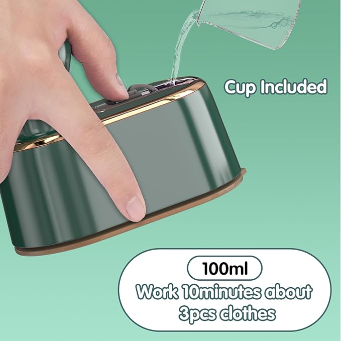 Travel Steamer Iron for Clothes - Portable Ironing Machine Small Size Portable Steamer Travel College Dorm Home Essentials (Green)