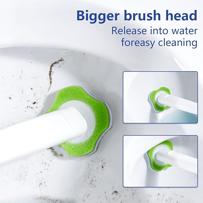 Disposable Toilet Brush,Toilet Bowl Brush and Holder Set with 30 Magic Sponge Eraser Wand Refills, Wall Mounted Cleaning Brush for Bathroom Toilet (Toilet Brush,1 Set)