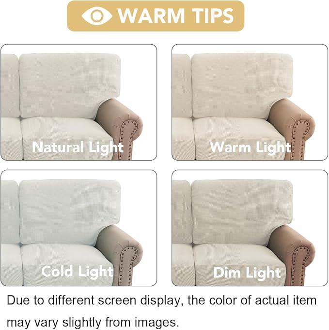 H.VERSAILTEX Multi-Pieces Loveseat Covers for 2 Cushion Couch High Stretch Couch Cushion Covers Jacquard Textured Twill Fabric(2 Seat Covers Plus 2 Back Cushion Covers, Ivory)