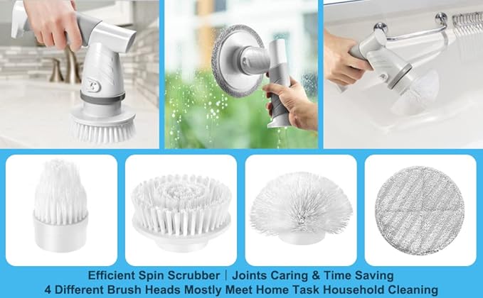 iezfix Portable Electric Spin Scrubber X01 and Cleaning Brush Attachments