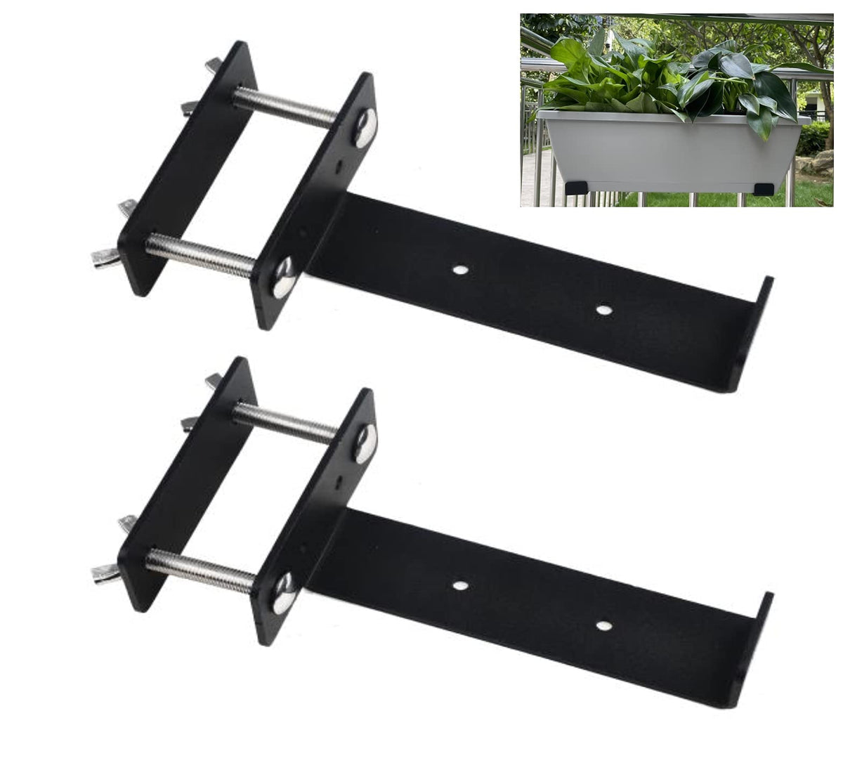 ZenSen Deck Railing Planter Box Brackets, Deck and Fence Rail - Image 1