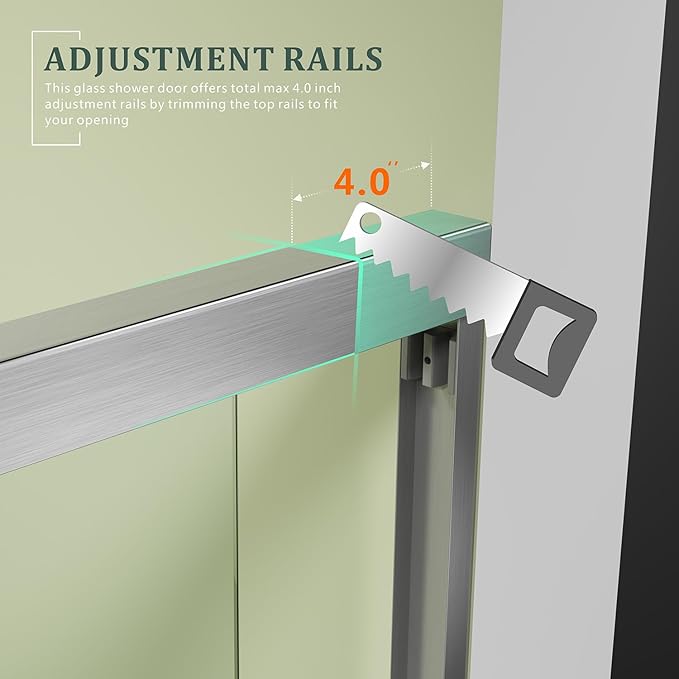 Brushed Nickel Glass Shower Door,50"-54" W x 72" H with 1/4" Tempered Glass Shower Door,Waterproof Design Double Sliding Stainless Steel Handles Hardware Bypass Shower Enclosure