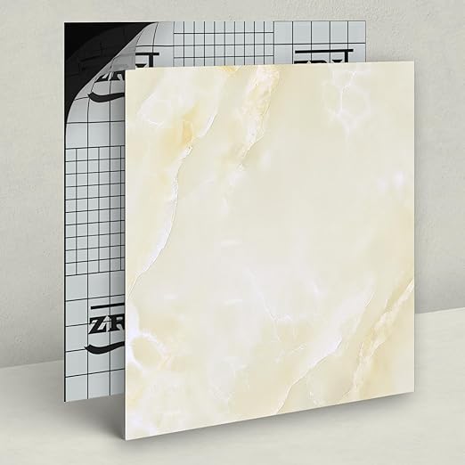 20-Pack Peel and Stick Floor Tiles Vinyl Floor 12 x 12 inch Self Adhesive Waterproof Flooring Planks DIY for Bathroom, Kitchen, Living Room, RV, Cover 20 Sq. Ft, Ivory Beige Vein Marble