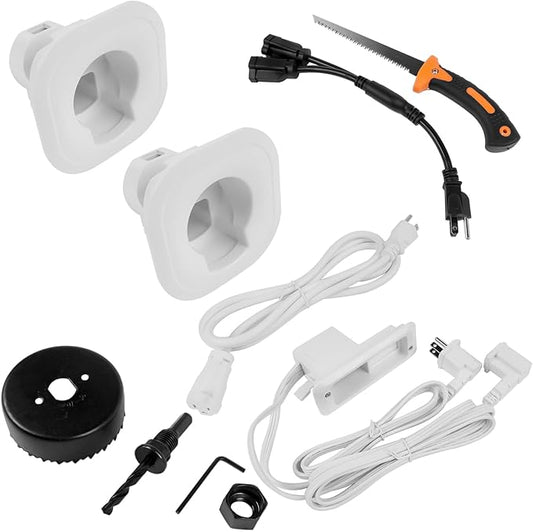 in-Wall Cable & Power Management Kit, TV Cord Concealer & Power Kit, Powers Devices & Hides All Cables, with Circle Saw Drilling Attachment & Drywall Hand Saw