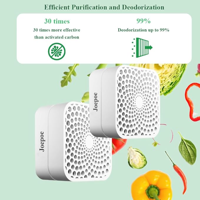 Refrigerator Deodorizer Lasts for 10 Years, Fridge Deodorizer Odor Eliminator 99%, Catalyst Air Purifier for Fridge & Freezer, Room, RV, Car, Closet, Shoe Cabinets and more (3-Pack)