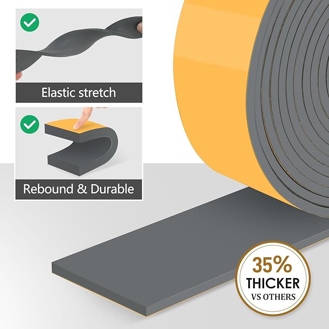 Pipe Insulation Foam Tape, Wrap for Outdoor Water Pipes, Heat Tape for AC Lines, 2in x 15ft, Grey