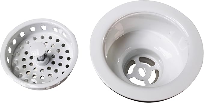 Westbrass R214-50 3-1/2-Inch Large Post Style Kitchen Sink Basket Strainer, Powder Coat White