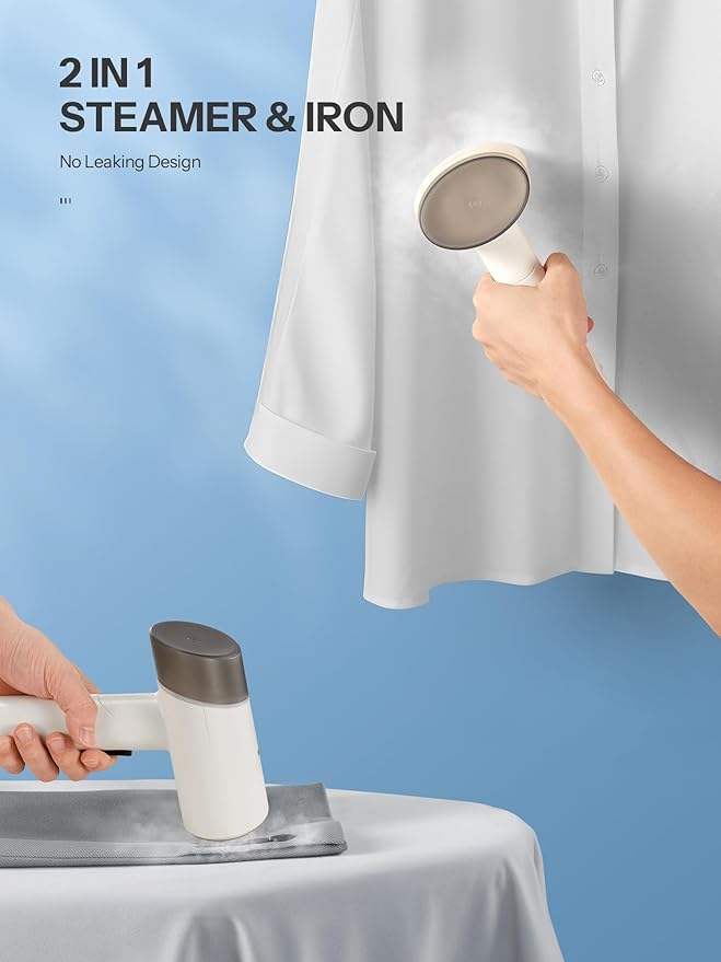 Travel Steamer for Clothes, Reemix Garment Steamer with Dual Voltage 100-240V for Wordwide Use, Foldable Handheld Garment Fabric Wrinkle Remover and Steam Iron 2-in-1, 20 Second Fast Heat-up (White)