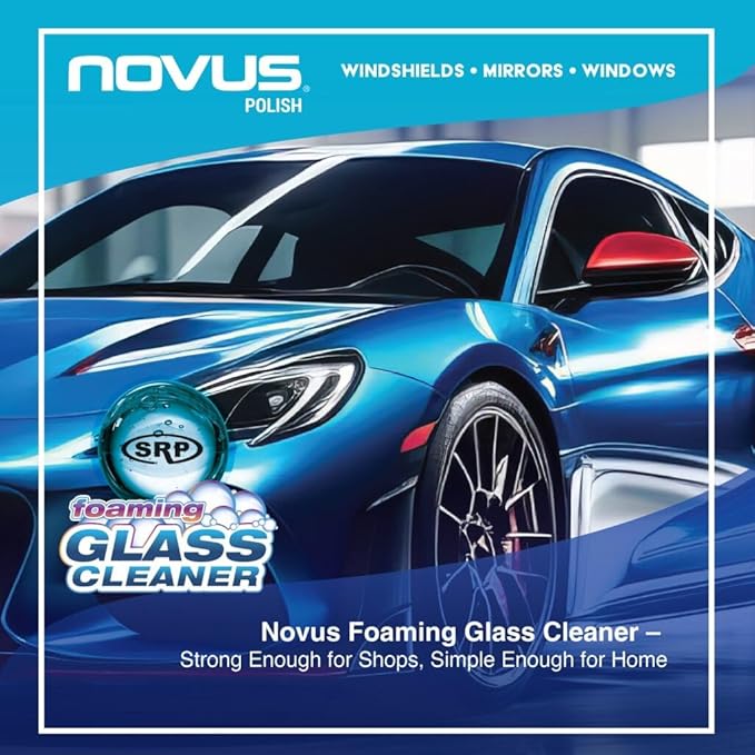 Novus 1802 | Glass Cleaner Spray | Powerful Foaming Glass Cleaner, Streak-Free Shine for Home and Auto | Safe for All Glass Surfaces | 19 Ounces (1 Pack)