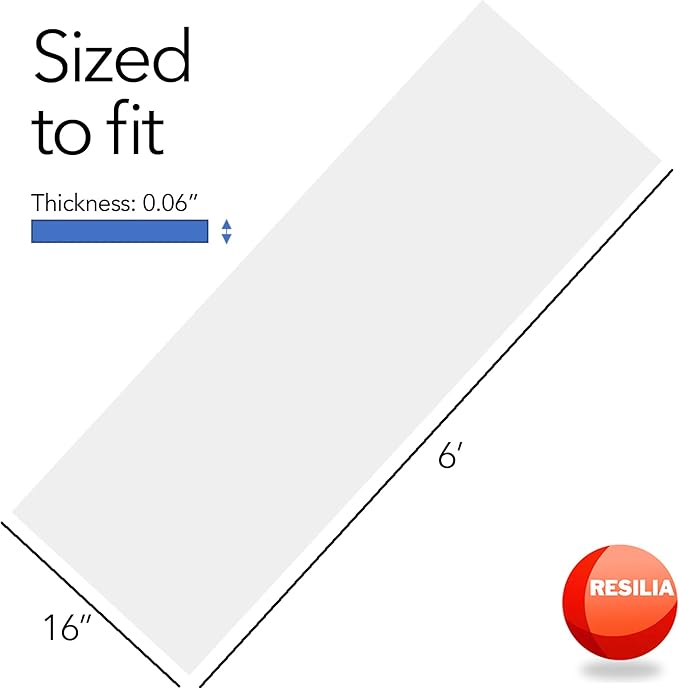 RESILIA Closet Shelf Liner for Wire Shelving – Pack of 2, 16" Wide x 6' Long Heavy Duty Waterproof Liners, Clear PVC Covers for Kitchen Pantry, Bathroom Closet, & Cabinet Storage, Made in The USA