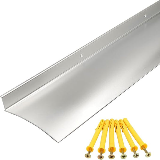 Aluminum Overhead Door Rain Drip Cap Guard for Exterior Door and Window Top,43.3” Drip Edge Flashing,Deflectord,Diverter, Anodized 1PCS Silver