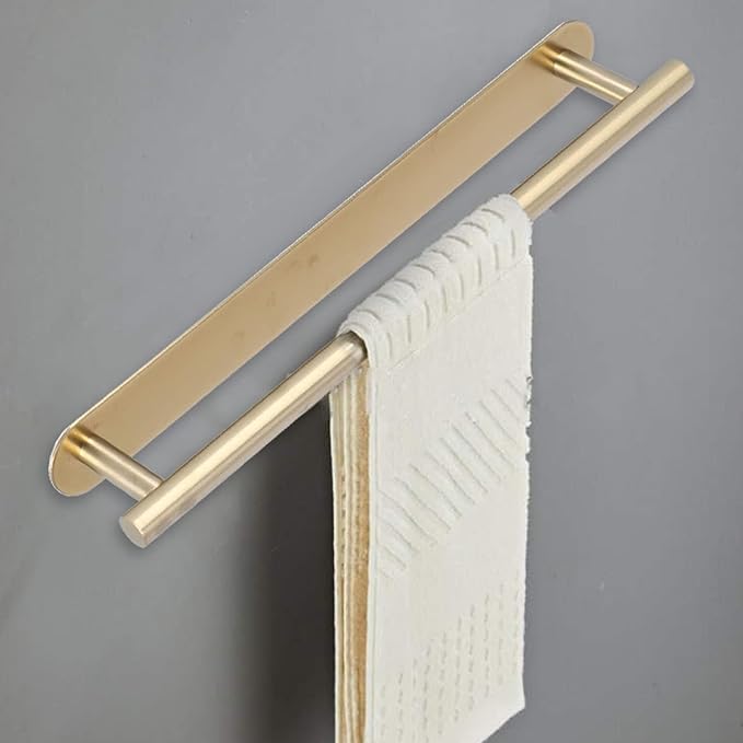 Cyrank Gold Single Bar Towel Rack, No Drill Self Adhesive Towel Holder, Stainless Steel, 40cm