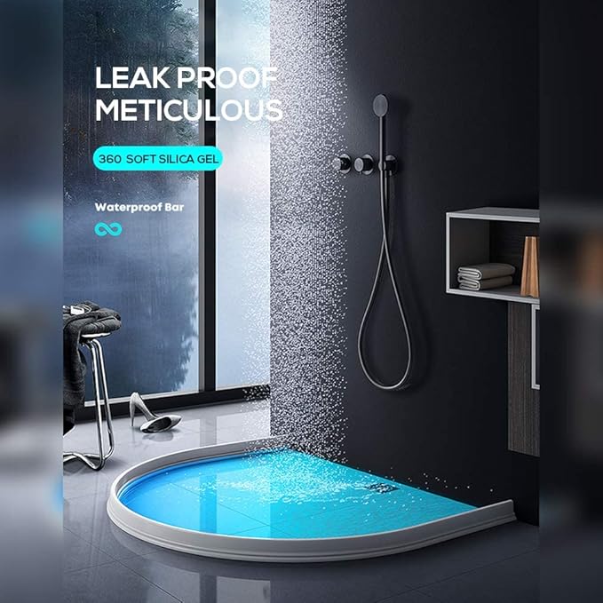Hi-Na 3ft/5ft/6ft/8ft10ft Collapsible Shower Threshold Water Dam Water Barrier for Shower and Water Stopper Keeps Water Inside Water Threshold for Wet and Dry Separation (10ft, White)
