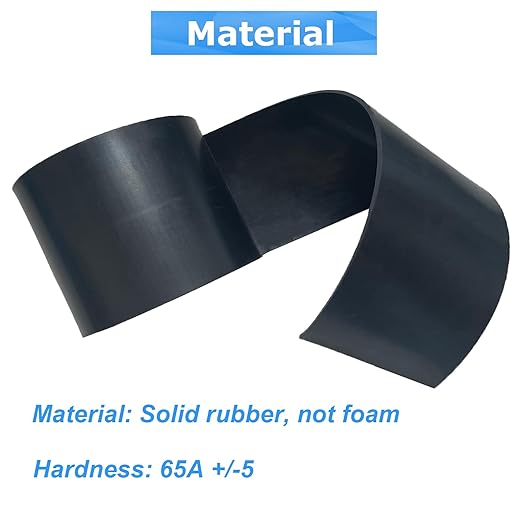 Solid Rubber Sheets,Rolls & Strips 1/4 (.25)" Thick X 2" Wide X 10'Long, Solid Rubber Strips for DIY Gaskets Crafts Pads Sealing Abrasion Supports Flooring Protection Warehouse