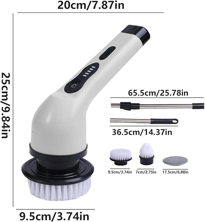 Electric Spin Scrubber, Multi-Purpose Cleaner,9 in 1 Electric Spin Scrubber,Cordless Cleaning Brush with 9 Replaceable Heads,Cordless Shower Scrubber,Adjustable and Detachable Handle(Green)