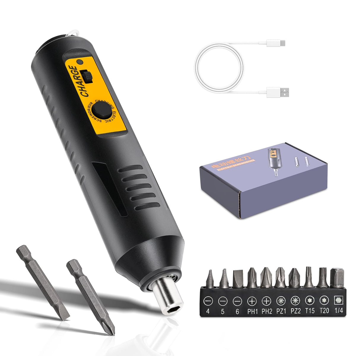 Cordless Screwdriver Rechargeable with 12 Bits & Storage Box - Image 1