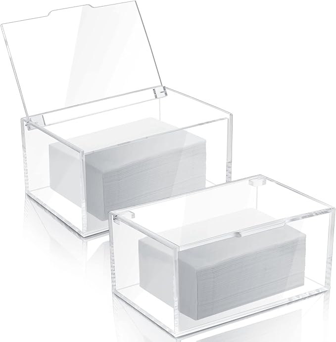Maitys 2 Pcs Acrylic Laundry Dryer Sheet Holder Clear Dryer Sheets Dispenser Container with Lid for Laundry Room Organization - Fabric Softener Sheets Storage Box for Home, Transparent(Classic Style)