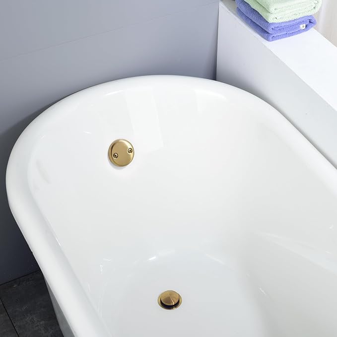 Brass Tip-Toe Tub Drain Kit with Basket Strainer and Two Hole Overflow Faceplate, Champagne Bronze