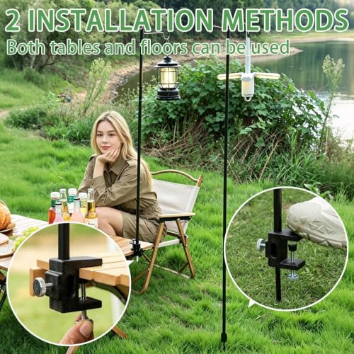 Portable Camping Lantern Pole, Foldable Lamp Hanger, 55.1 inches - Image 4