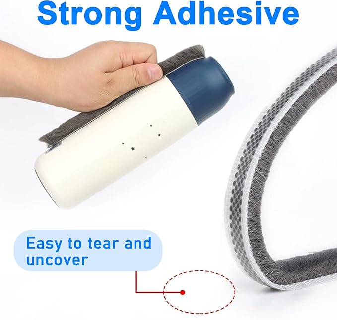 66 Ft Strong Adhesive Brush Weather Stripping for Sliding Windows and Door Frames-Seal Strip for Soundproofing,Waterproof,and Windproof-Durable and Wear Resistant,0.6 Thick