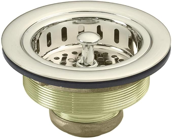 Westbrass R214-05 3-1/2-Inch Large Post Style Kitchen Sink Basket Strainer, Polished Nickel