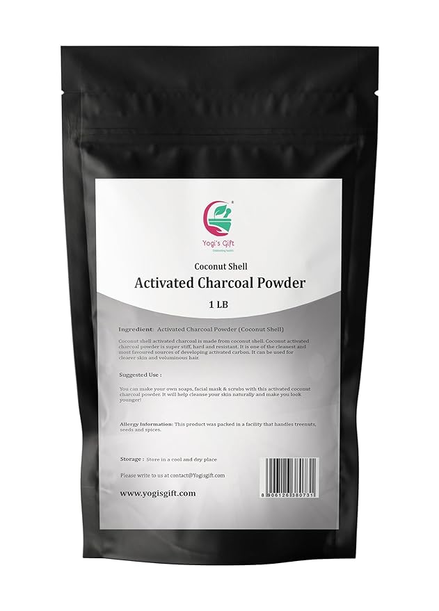 Activated Charcoal Powder 1 LB | Grounded Activated Charcoal Powder for Facial Scrub, Skin & Soap Making | Coconut Shells Based | By Yogi's Gift®
