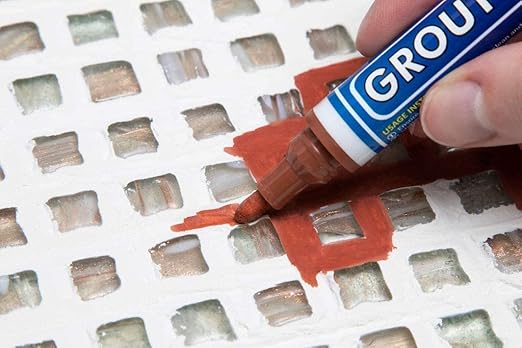 Grout Pen Tile Paint Marker: 2 Pack Terracotta with 5 Pack Replacement Tips (Narrow, 5mm) - Waterproof Grout Colorant and Sealer Pen to Renew, Repair, and Refresh Tile Grout - Cleaner Coating Stain Pe