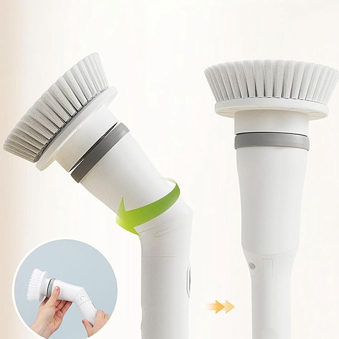 Rechargeable Brush with 6 Replaceable Brush Heads for Bathroom Electric Scrubber Cordless Power Scrubber