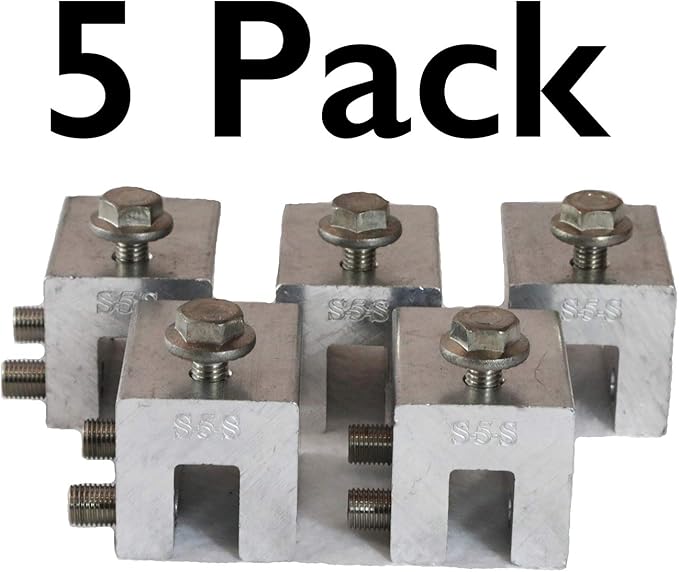 Radiant Solutions Company S5S Roof Clamp, 5-Pack for Standing Seam Metal Roof Clamps, Ideal for Heat Cable, Heat Tape, Solar Panel, Snow Guard Attachment, Made in USA
