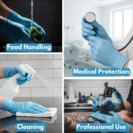 KINGFA Nitrile Medical Exam Gloves - 510(k), Powder Free, Latex Free, 4 mil Thickness, Blue (Case of 1,000) (X-Large)