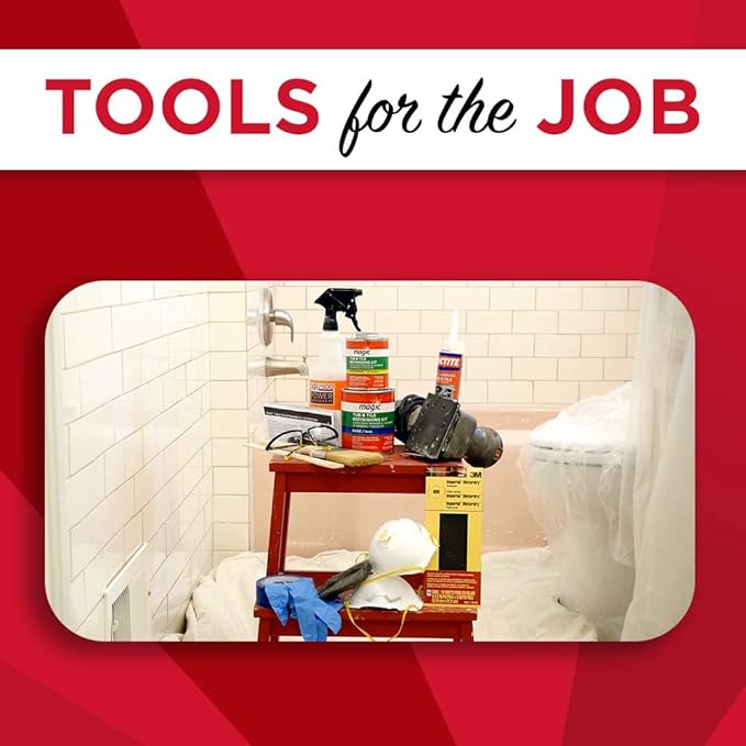 MAGIC 3124 Tub and Tile Refinishing Kit - Bright White - Paint On - Works On Ceramic Porcelain Acrylic Fiberglass Surfaces