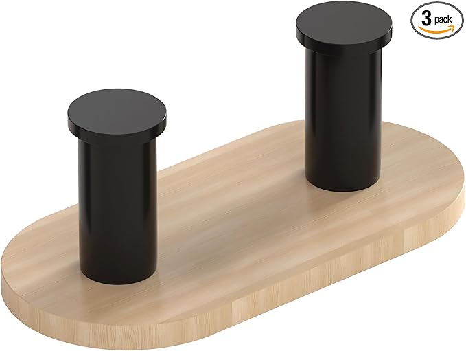 Kayqi 304 Stainless Steel Medium-Sized Minimalist Multifunctional Hooks, self-Adhesive (Set of 3) (Black)