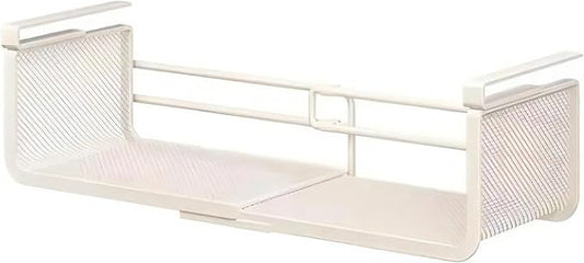 Expandable Hanging Storage Racks for Kitchen Cabinet ，Pantry & Cupboard Under Shelf Basket Organizer (White)